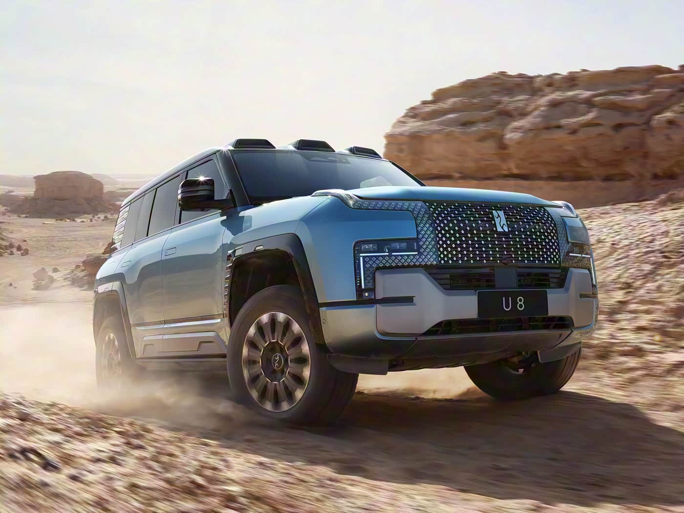 BYD U8 off-road performance in desert terrain
